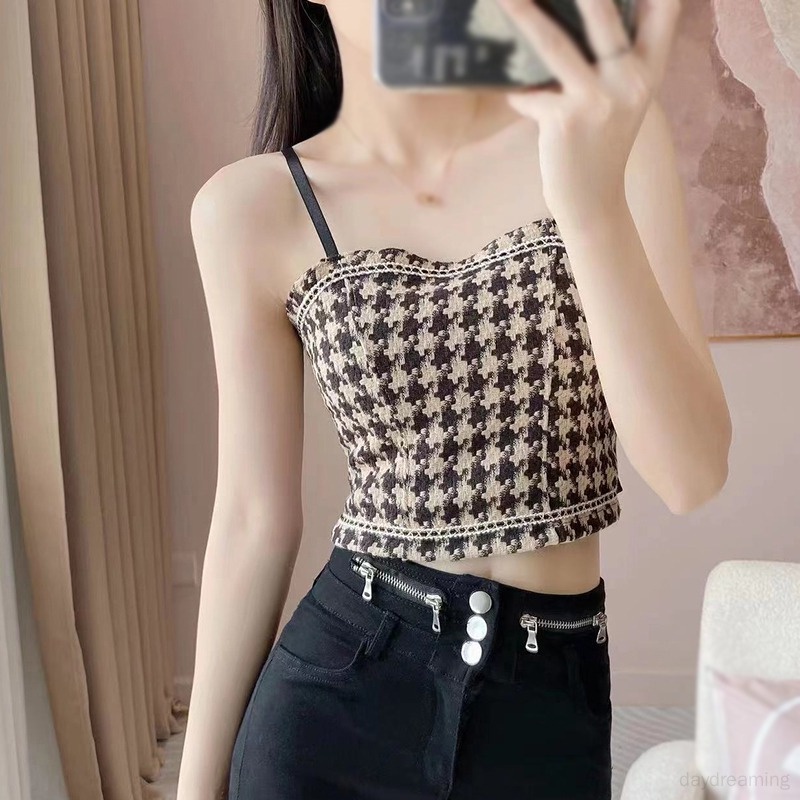 Áo Tank Top Hai Dây Ôm Dáng Họa Tiết Kẻ Sọc Thời Trang Cho Nữ