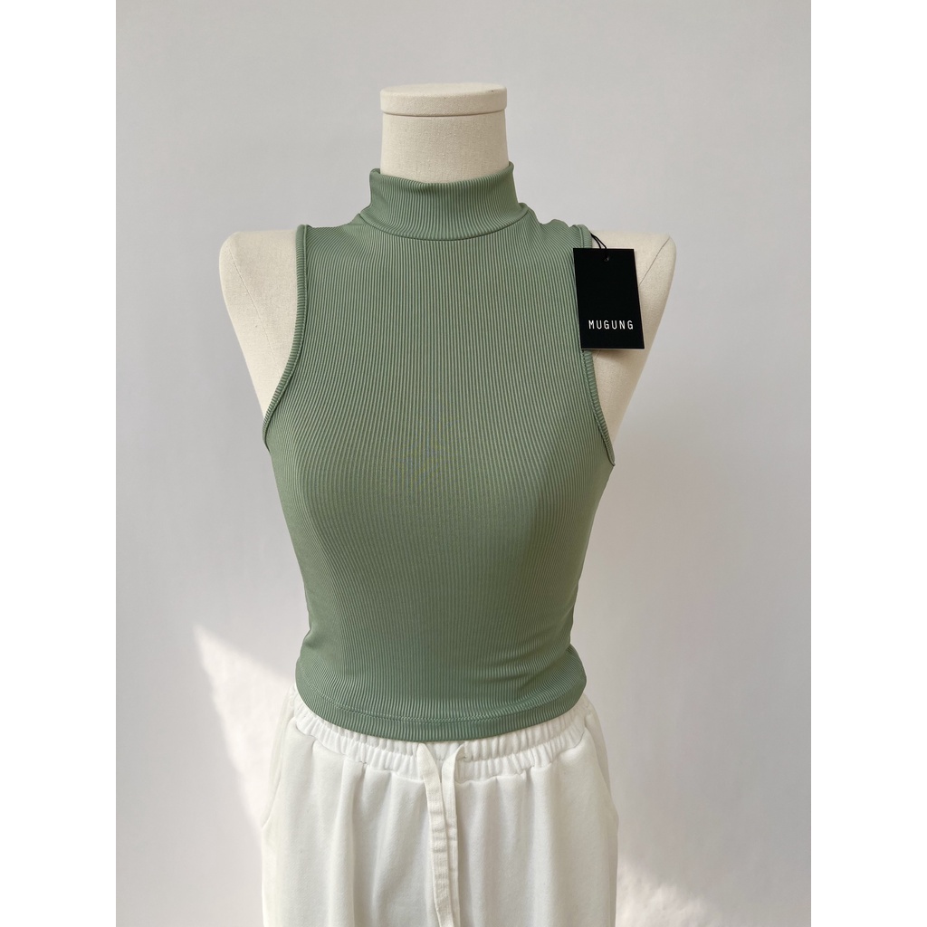 Áo croptop nữ sát nách nữ trơn Mugung sát nách cổ lọ thun co giãn form basic Trip Away Top A42