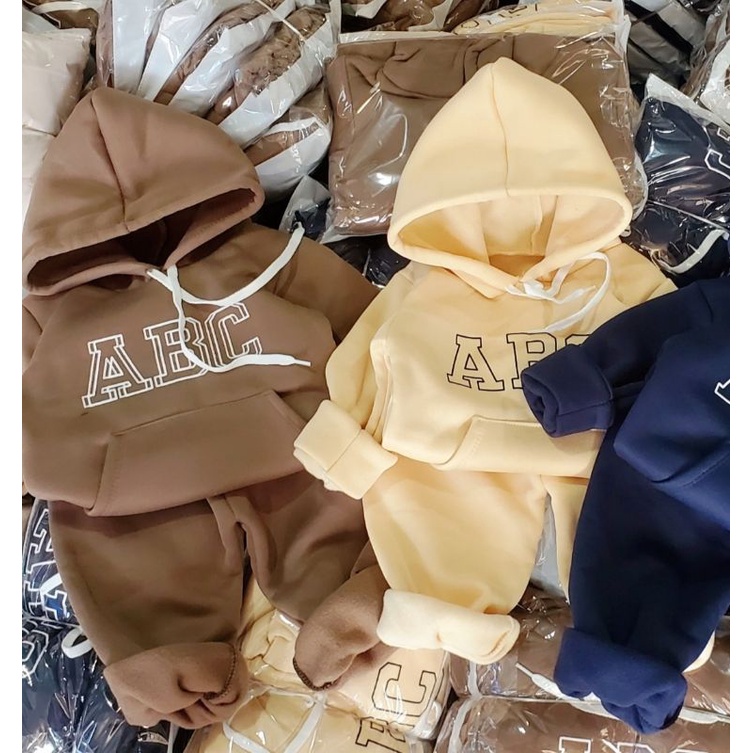Bộ nỉ bông ABC cho bé chất đẹp dày dặn có mũ kiểu dáng thể thao