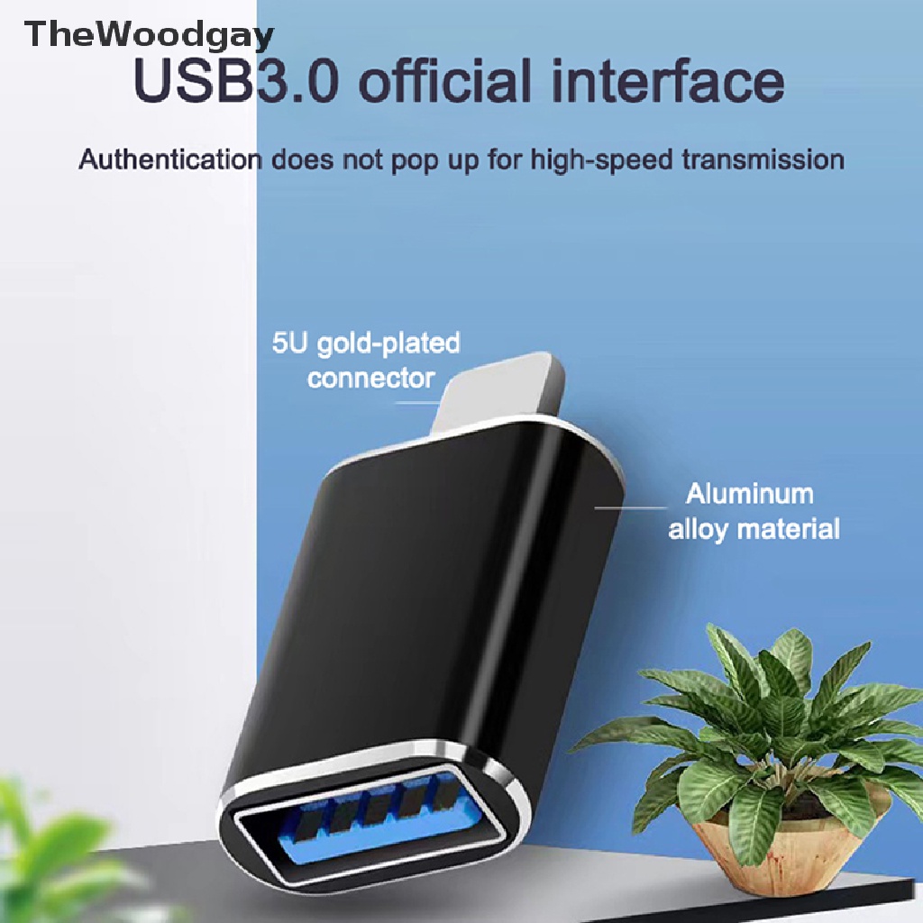 TheWoodgay USB 3.0 OTG Adapter For iPhone iPad Lighg Male Adapter Data Transfer Head EN