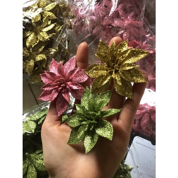 Hoa nhũ - hoa trà nhũ size 8cm đủ màu trang trí bánh kẹo