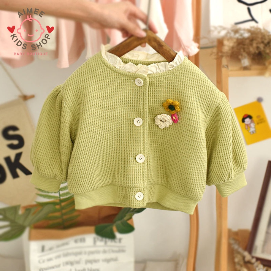 Áo khoác bomber tay bồng kiểu dáng cute cho bé A02