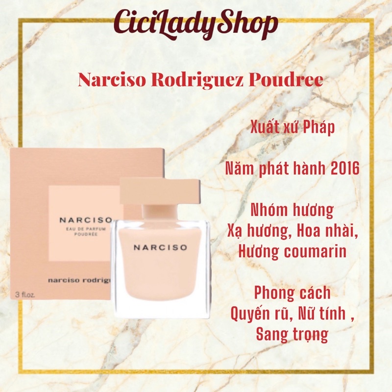 Nước hoa nữ Narciso Poudree EDP chai 2ml 5ml dạng xịt (nar hồng lùn)