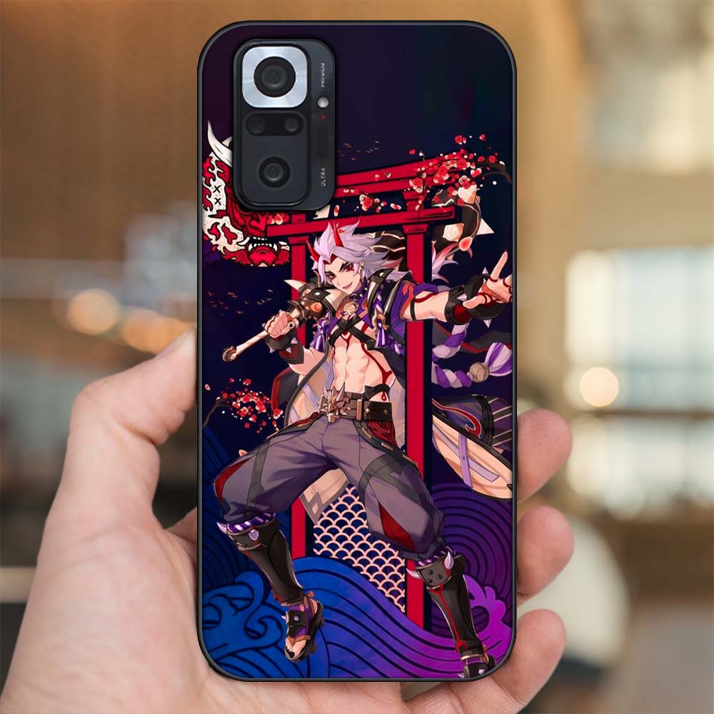 Ốp lưng Xiaomi Redmi Note 10 Pro viền đen in hình Arataki Itto Genshin Impact