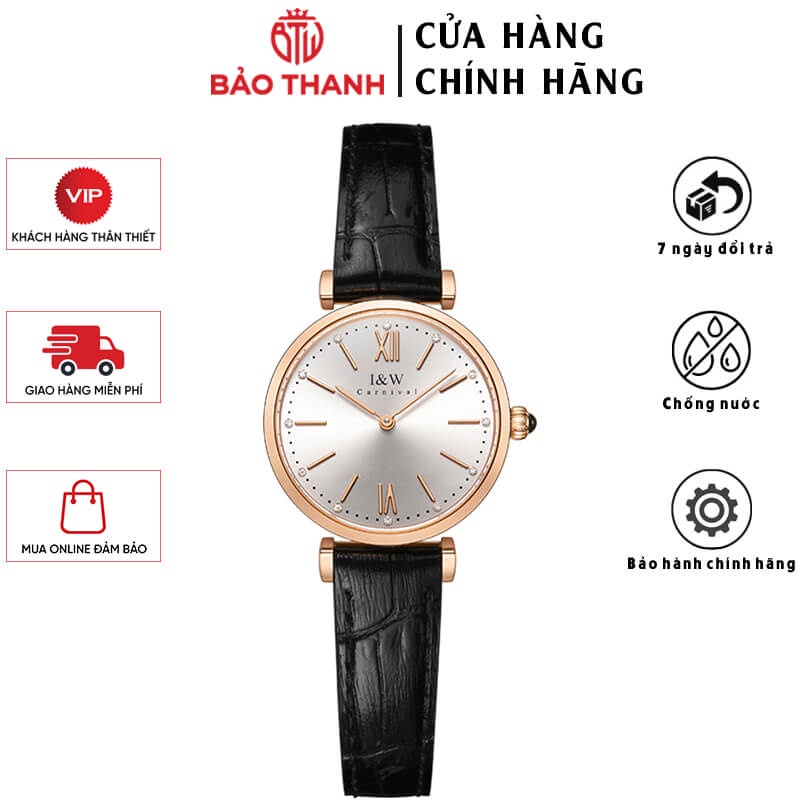 Đồng Hồ Nữ I&W Carnival 562L1 Chính Hãng Full Box Chống Nước Kính Saphire Chống Xước Dây Da Cao Cấp (Máy Pin-Quartz)