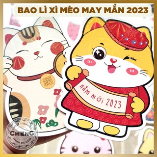 Bao lì xì mèo may mắn mèo chiêu tài thần tài - mẫu mới lấp lánh phản quang loại 1 - năm 2023