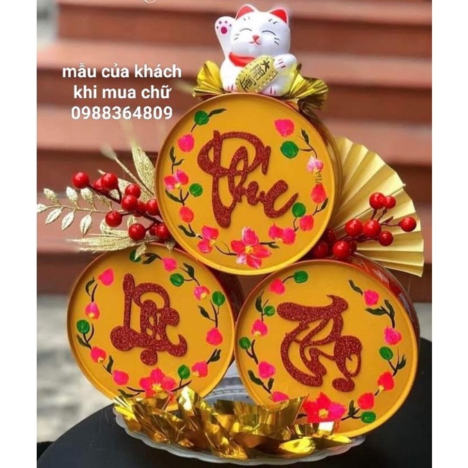 Chữ thư pháp tết 10cm và 12cm , chữ đơn dán dưa dừa bưởi
