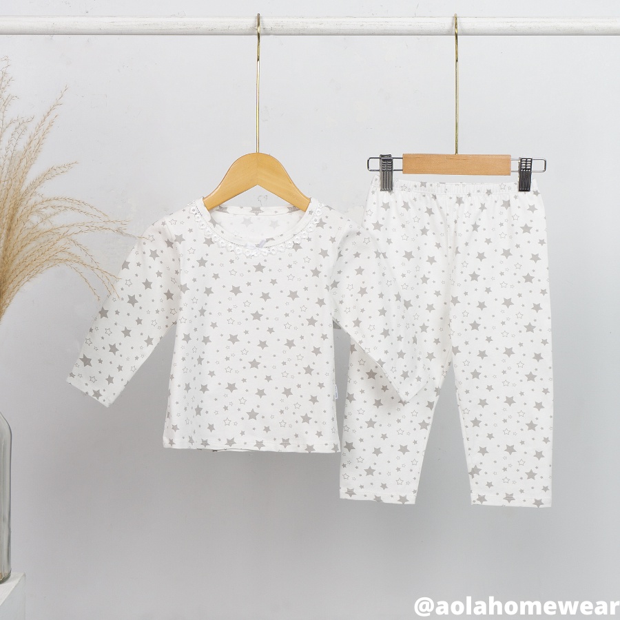 Bộ dài tay bé gái thun cotton Áo Lá Homewear A025, đồ bộ ngủ bé gái