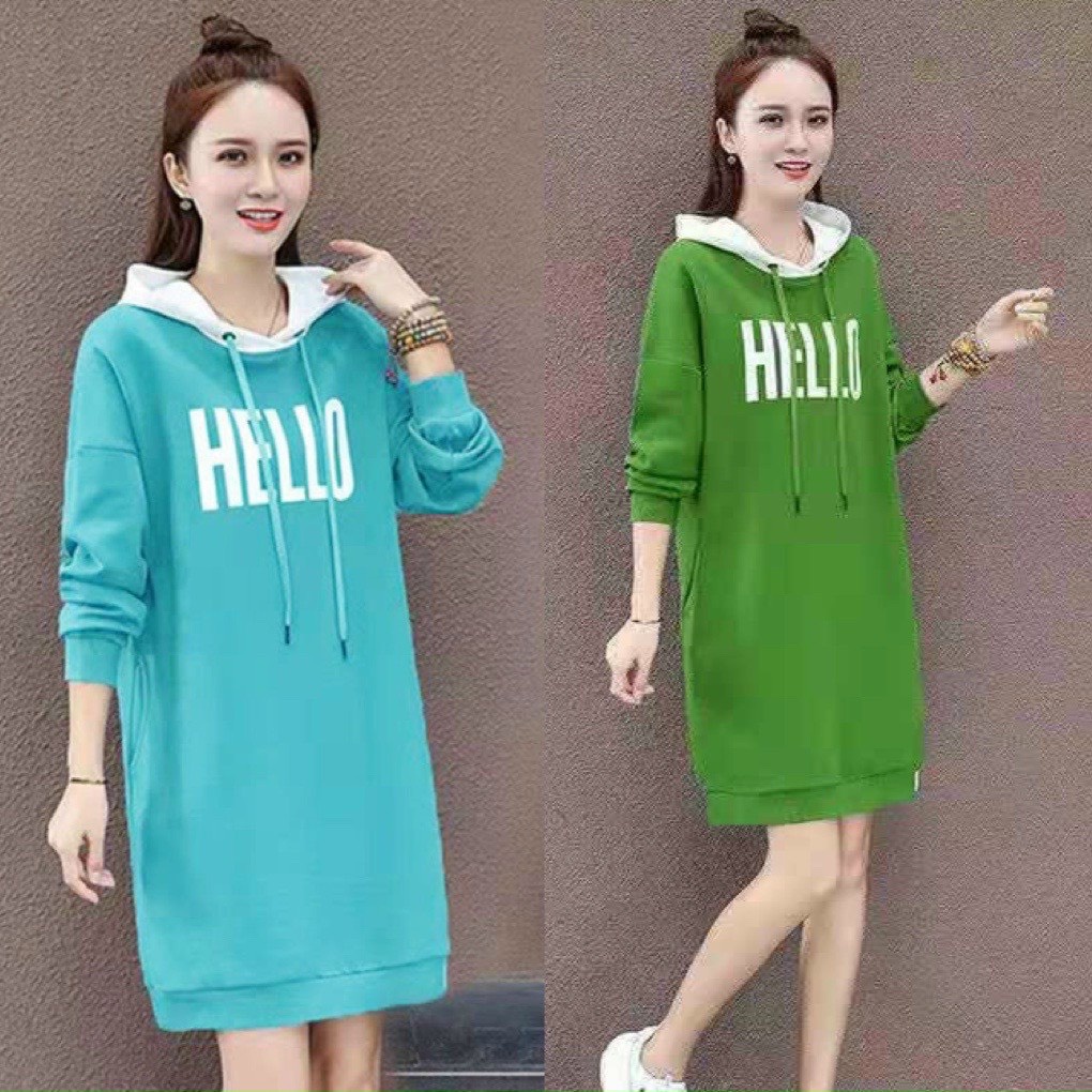 đầm hoodie nữ in chử thời trang hàn quốc có size m,l xl