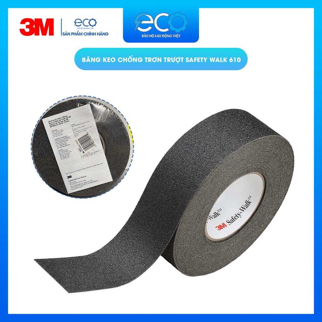 Băng keo chống trơn trượt 3M - Safety walk 610 (màu đen) các kích thước 3,6,9 mét và nguyên cuộn 18 mét