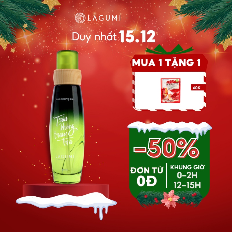 Dung dịch vệ sinh phụ nữ Lagumi chiết xuất trầu không tràm trà giảm viêm, ngứa, an toàn cho cả mẹ bầu & sau sinh 100ml