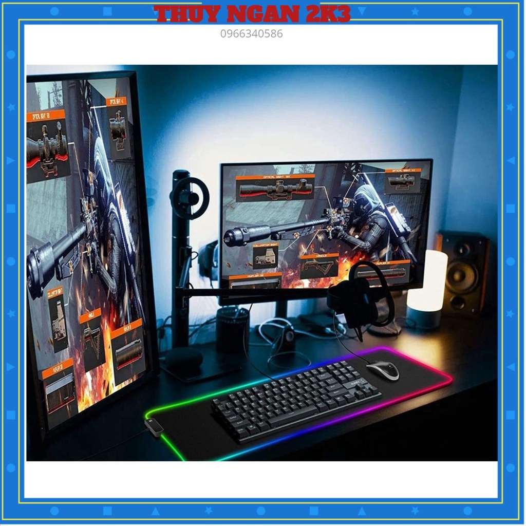 Lót chuột LED RGB 800mm x 30mm dày 4mm full box siêu ngầu