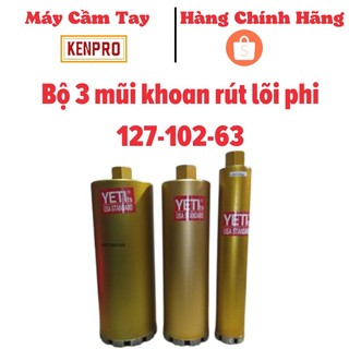 Bộ 3 mũi khoan rút lõi phi 127-102-63 cho ống 110-90-60