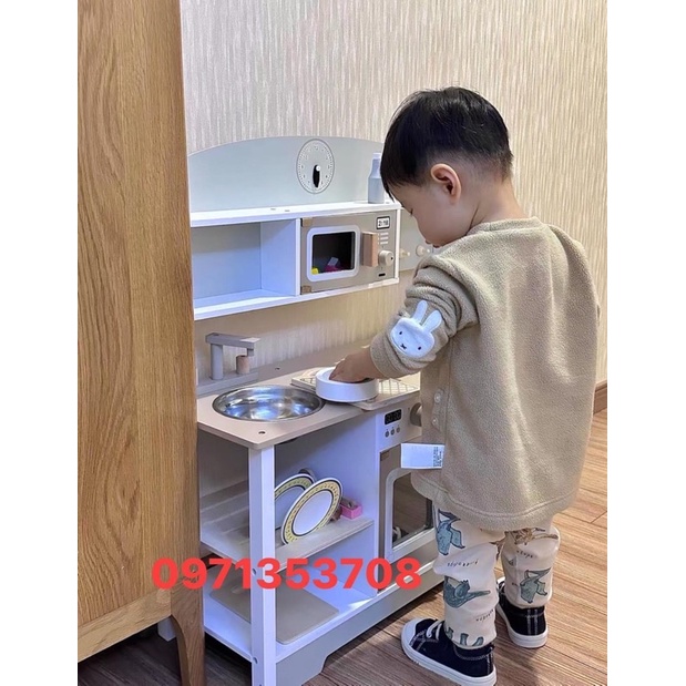 Đồ chơi bếp Lắp ghép màu ghi xám 86cm - Đồ chơi gỗ cho bé - Biko Shop