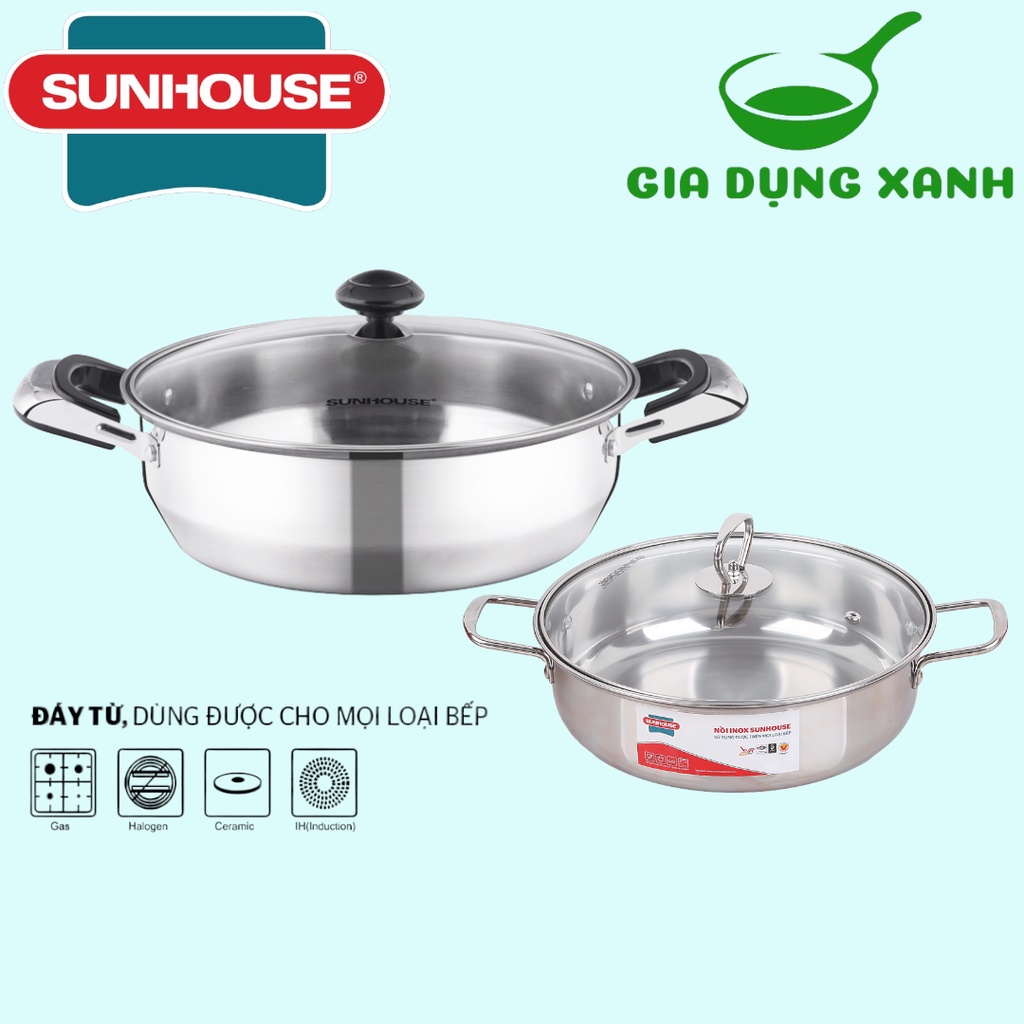 Nồi Lẩu Inox Sunhouse SHL24 24CM SHL26 26CM Dùng Trên Mọi Loại Bếp Hàng chính hãng