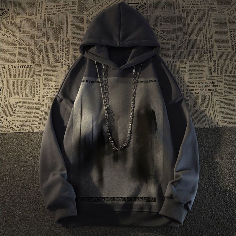 Áo Hoodie Dáng Rộng Bằng Vải Nỉ Phối Dây Xích Phong Cách Đường Phố Mỹ Thời Trang Thu Đông Hàng Mới 2022