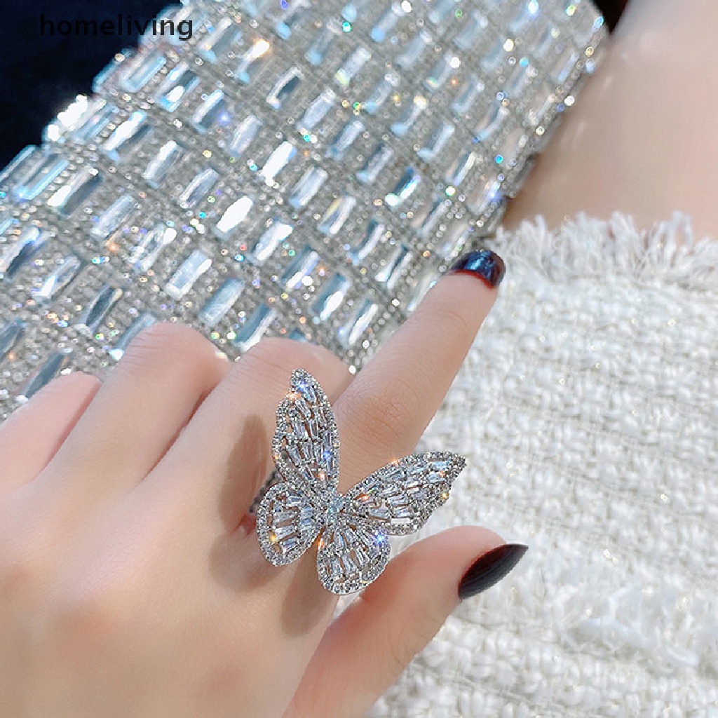 Nhẫn Hở Hình Bướm Đính Đá Zircon Thời Trang