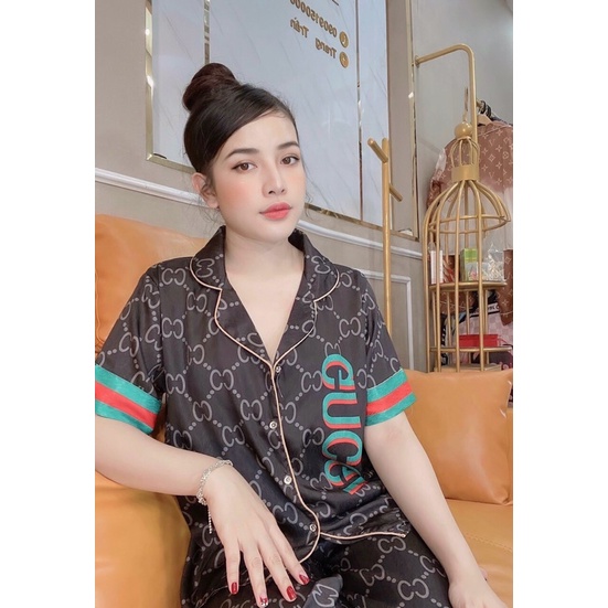 ĐỒ BỘ pizamas tay ngắn quần dài GUCCI lụa xước