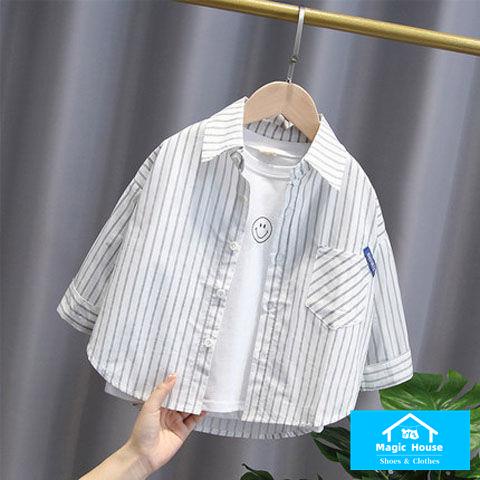 Áo Sơ Mi Tay Dài Phong Cách Hàn Quốc Thời Trang Xuân Thu 2023 Cho Bé Trai