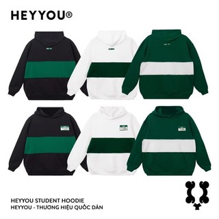 Áo hoodie heyyou student chính hãng, vải nỉ cotton dày không xù