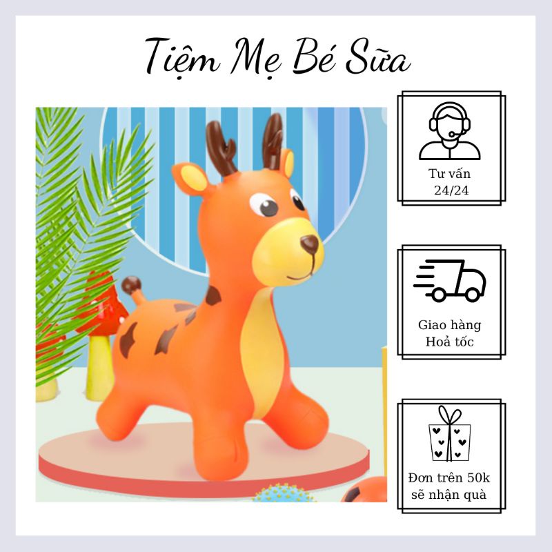Thú Nhún Hươu Con Có Nhạc PVC cao cấp an toàn cho bé