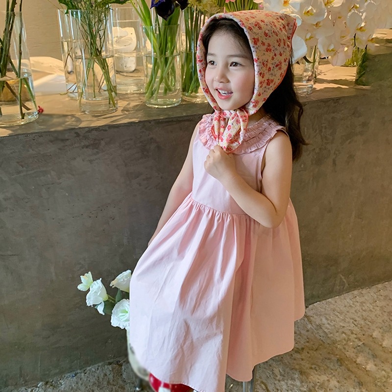 Đầm công chúa bé gái sát nách màu trơn thoáng khí thân thiện với làn da
