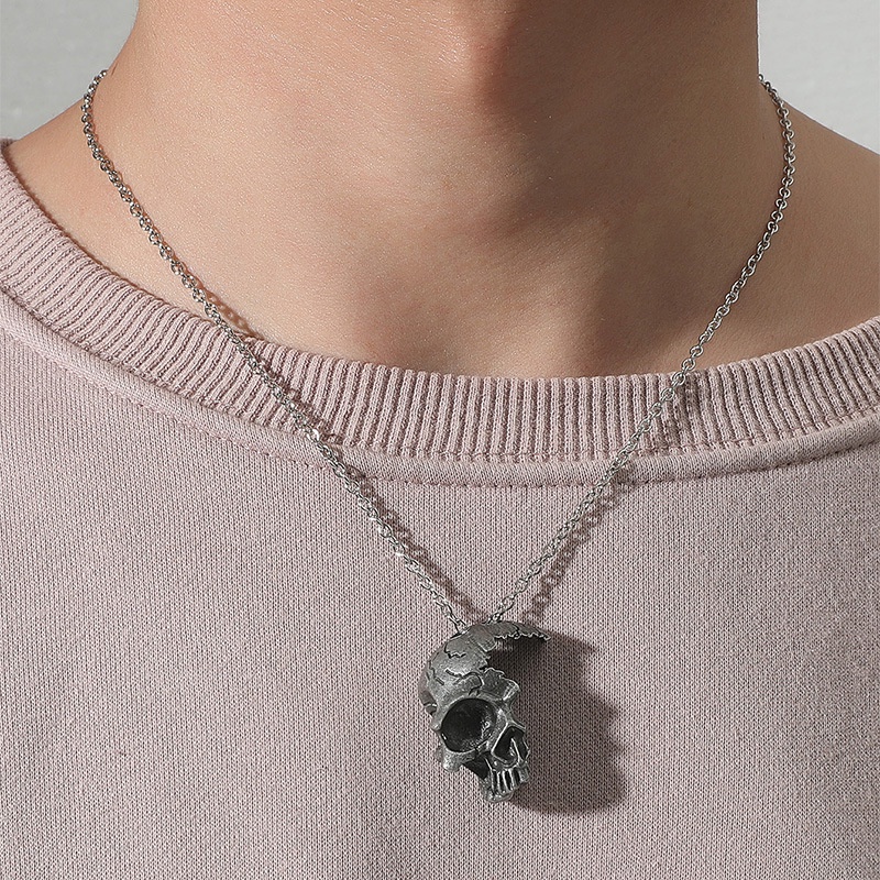 Vòng Cổ Choker Mặt Đầu Lâu Hợp Kim Phong Cách Gothic Cổ Điển Cho Nam Và Nữ