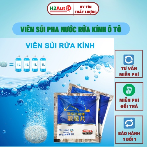Viên sủi rửa kính ô tô - Tẩy sạch kính, 100% sinh học cực thân thiện môi trường, tạo hiệu ứng lá sen.
