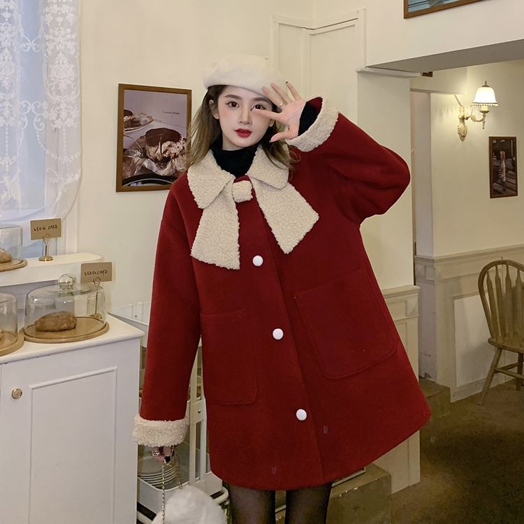 IELGY  IELGY sherpa Áo Khoác Len Chần Bông Dáng Rộng Cho Nữ