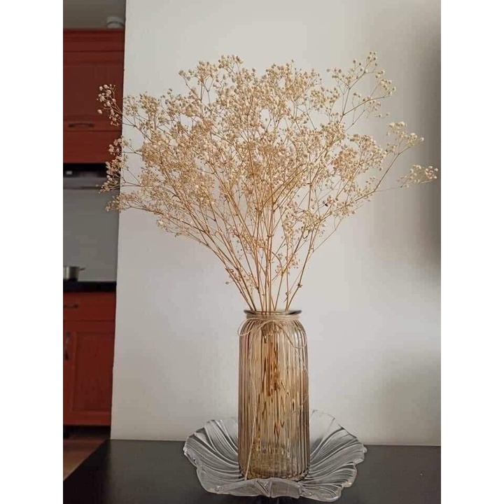 Lọ hoa thủy tinh 25cm màu hổ phách hiện đại sang trọng