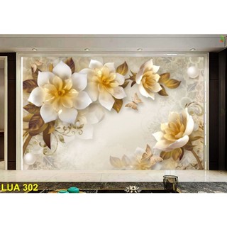 Tranh dán tường 3D Phòng khách, phòng ngủ, mẫu tranh lụa mới đẹp, tranh hoa quý phái.