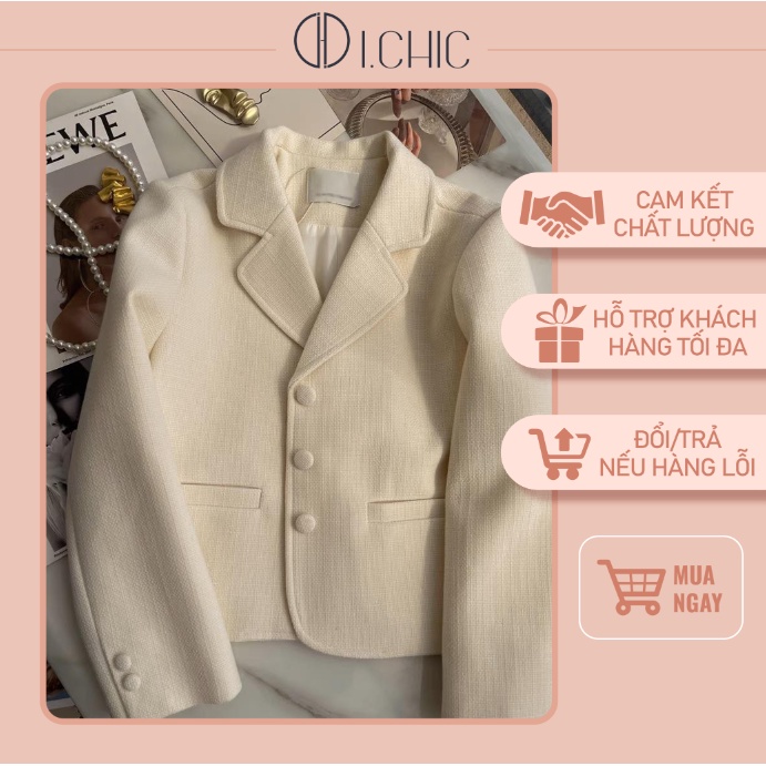 ICHIC- Áo dạ A021 dáng ngắn dễ phối đồ cực sang chảnh.