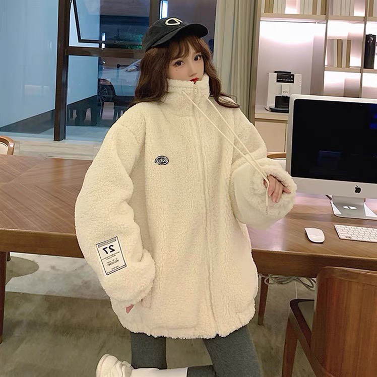 Áo khoác bông dáng rộng - Áo lông kéo khóa màu trời Áo nỉ bông hoodie hot hit 2022 D22