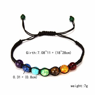 Vòng Tay Chuỗi Hạt Đá Núi Lửa Chakra 7 Màu