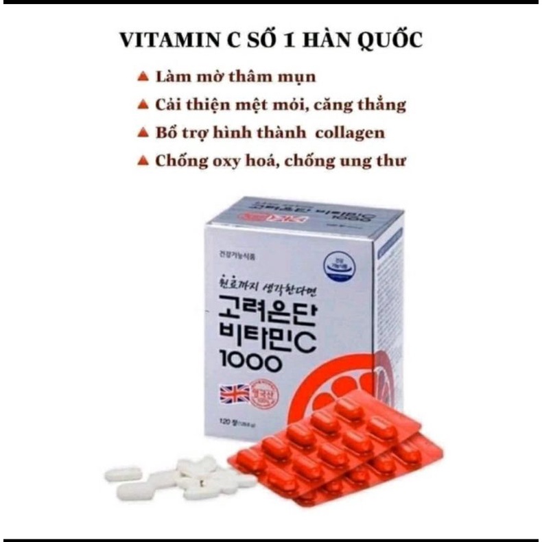 VIÊN UỐNG VITAMIN C EUNDAN SỐ 1 TẠI HÀN QUỐC TRẮNG DA CHỐNG NẮNG GIẢM RỤNG TÓC, SẢN SINH COLLAGEN TRẺ HÓA DA