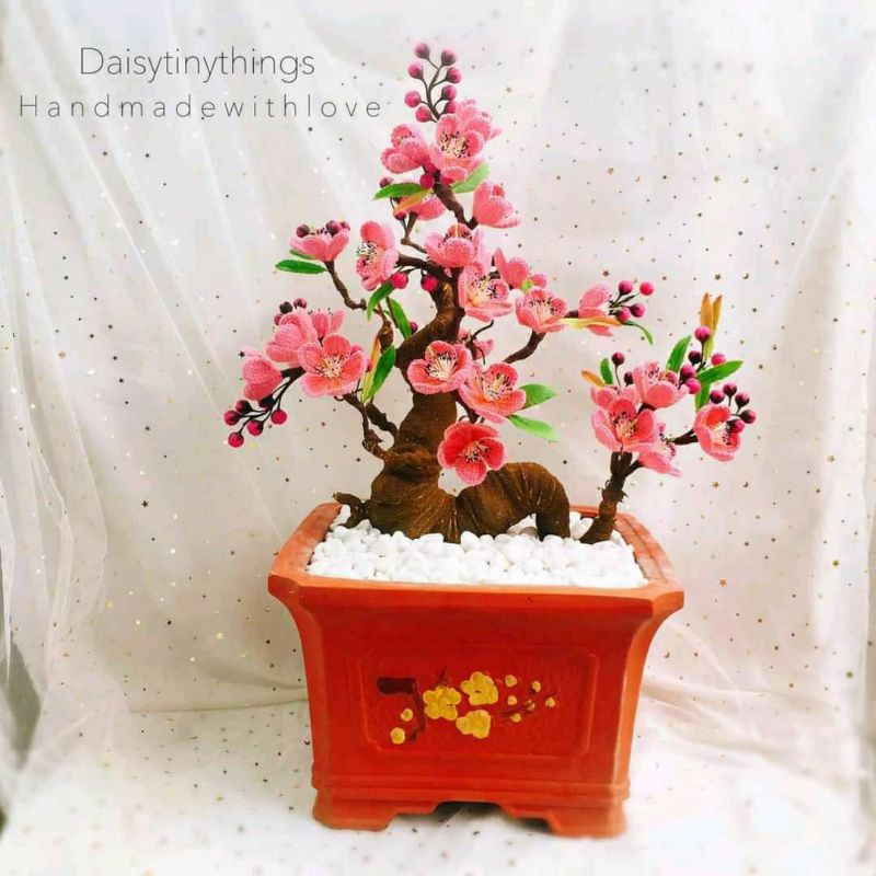 Nụ, Nhụy, Lá Mai, Đào Đất Sét, Phụ Kiện Móc Hoa, Cánh Mai Đào Móc Sẵn