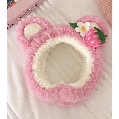 Băng Đô Cài Tóc Hình Gấu Hồng Và Dâu Tây Dễ Thương JP5