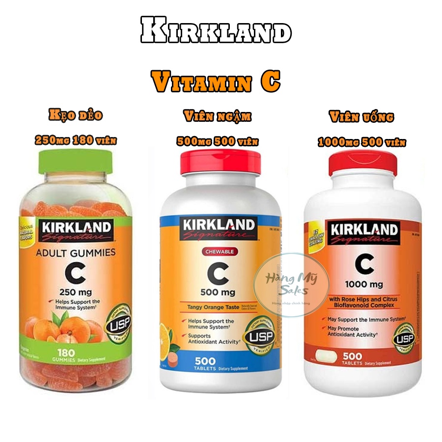 Viên Bổ Sung Vitamin C Kirkland 250mg,500mg,1000mg- Nhập Mỹ