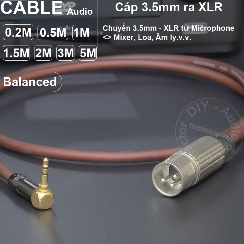 Dây jack canon sang 3.5 DIY chuyển âm thanh micro cho Mixer Sound card Âm ly - 3.5mm to XLR male cable
