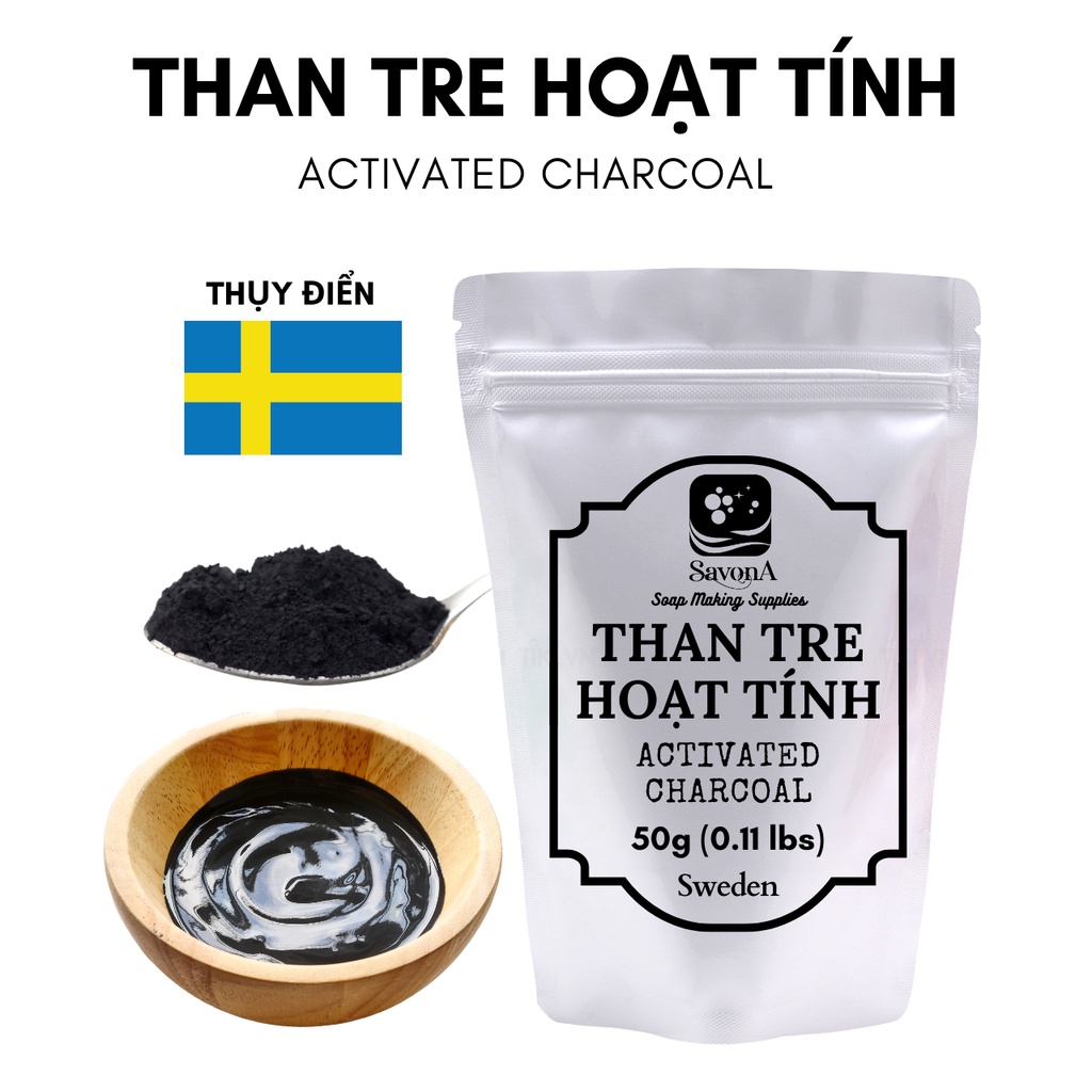 Bột Than Tre Hoạt Tính Hữu Cơ SavonA Làm Trắng Răng - Nguyên Liệu Làm Xà Phòng - Activated Charcoal Powder SavonA