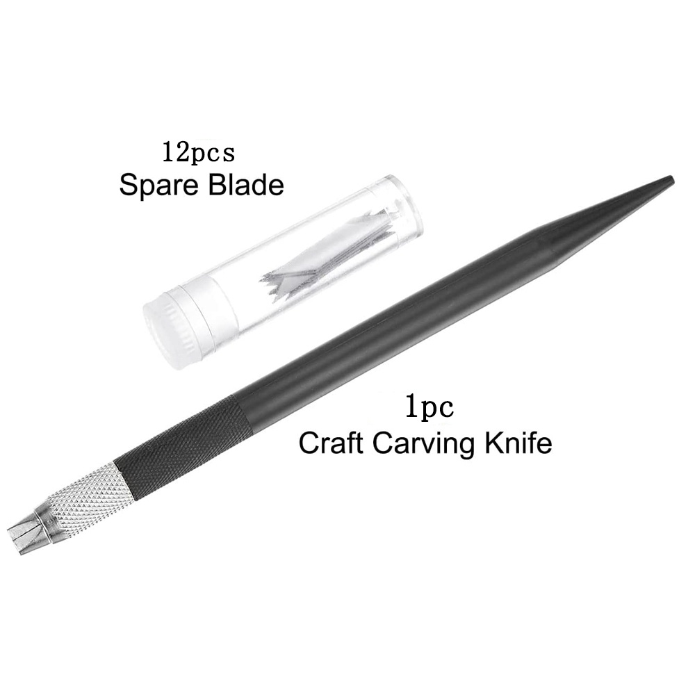 Bộ Dao Khắc 1 Cái Với 12 Lưỡi Thép Kèm Hộp Đựng Dùng Để Trang Trí Sổ Tay DIY