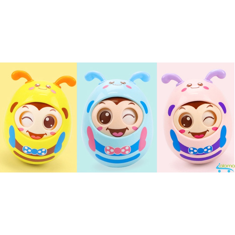 Đồ Chơi Lật Đật Chớp Mắt Kêu Leng Keng Kèm Gặm Nướu An Toàn Cho Bé