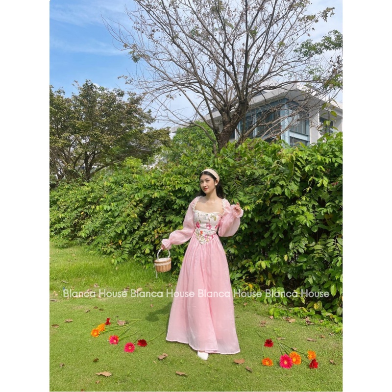 Đầm tơ hoa hồng tiểu thư Isabella dress
