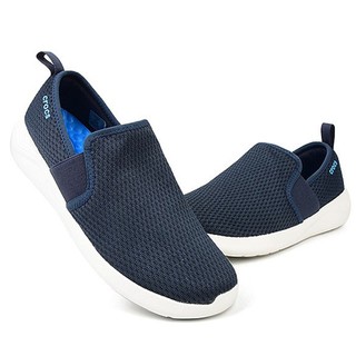 Giày dép crocs chuẩn xịn, chống hôi chân, đế nhựa, bề mặt vải lưới, lót tháo rời Literide mesh slip on màu xanh
