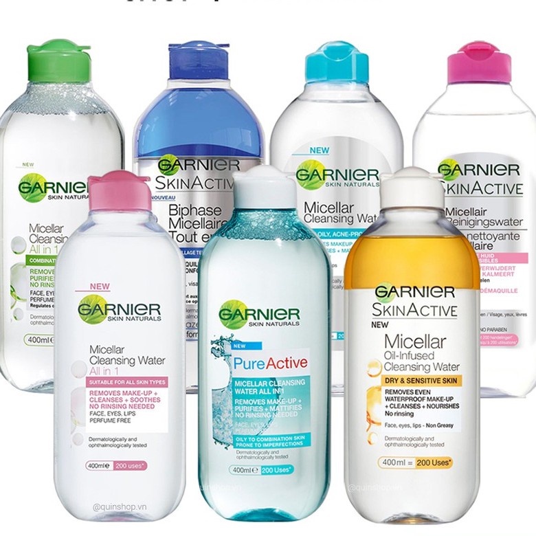 Nước làm sạch và tẩy trang cho da dầu mụn Garnier Micellar Water 400ml LS