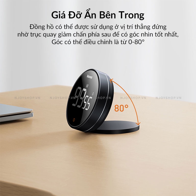 Đồng Hồ Đếm Ngược Hẹn Giờ Baseus Để Bàn Làm Việc Nhà Bếp Để Học Tập Nấu Ăn Tập Thể Dục Yoga Njoyshop