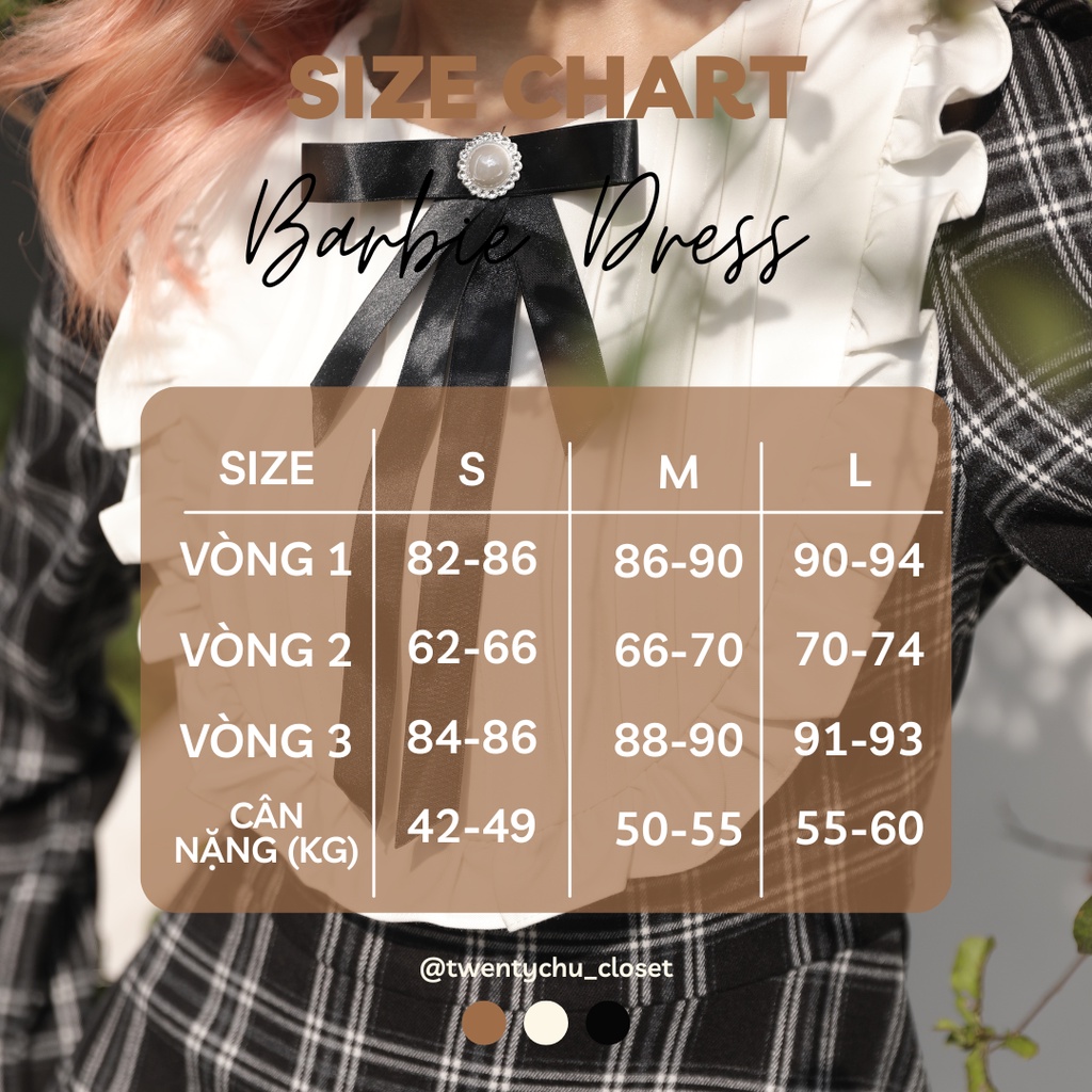 Váy barbie kẻ caro đỏ phối vải trắng thô mềm tiểu thư - Barbie Dress phiên bản giáng sinh