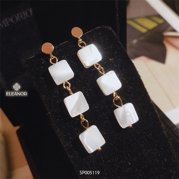 Bông tai nữ dáng dài Eleanor Accessories thiết kế phối hình vuông phụ kiện trang sức cá tính