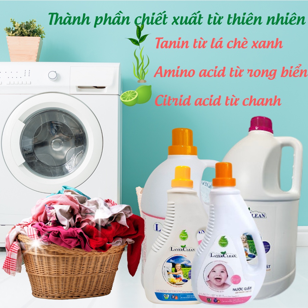 Nước giặt hữu cơ Hương Gió biển Layerclean 5Lit - Mùi hương dịu nhẹ, an toàn, không gây kích ứng da