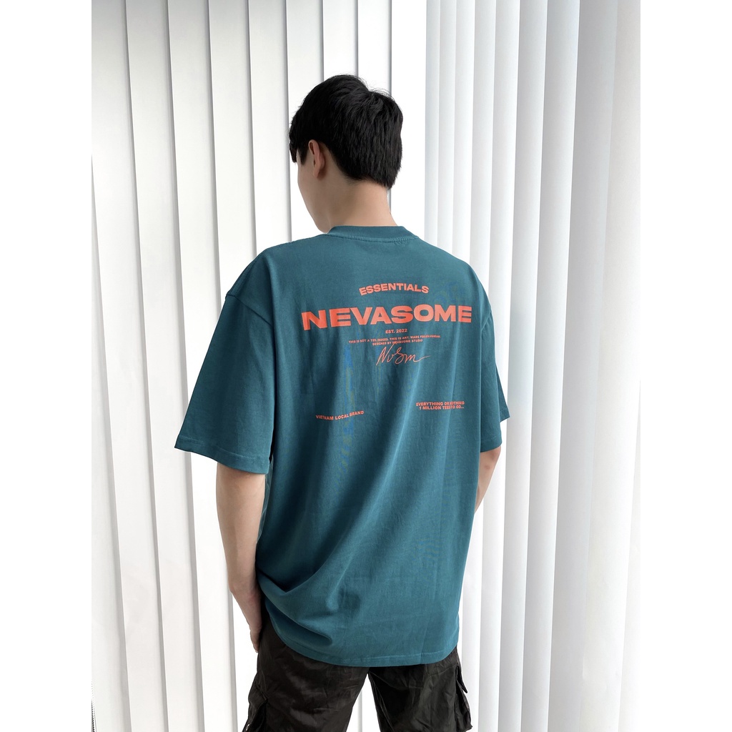 Áo Thun Oversize Local Brand NEVASOME Signature v2 Xanh Mòng Két Cotton Tay Lỡ Form Rộng Nam Nữ